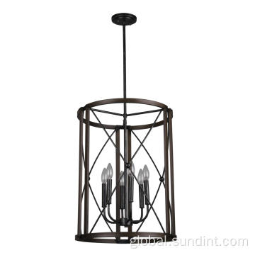 Lighting Fixture Modern 6*60W Steel Wood Light Chandelier Supplier